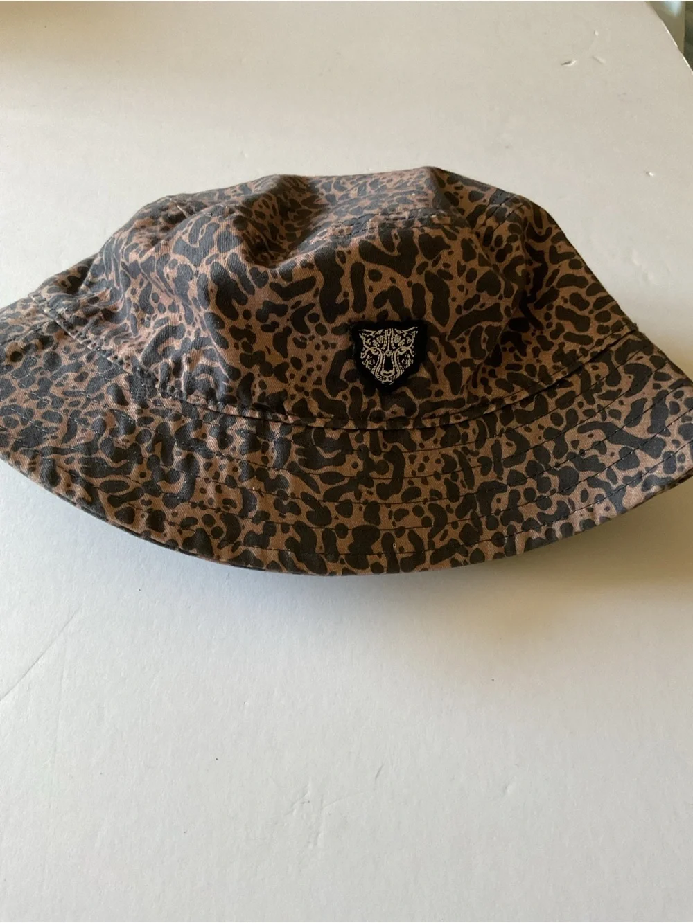 LITA BY CIARA WOMENS BUCKET HAT LEOPARD PRINT BROWN GRAY OS NWOT